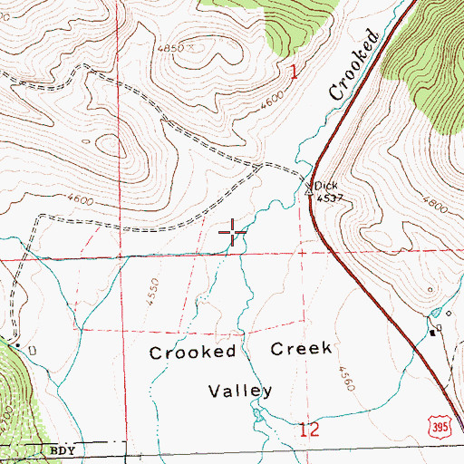 Topographic Map of Dicks Creek, OR