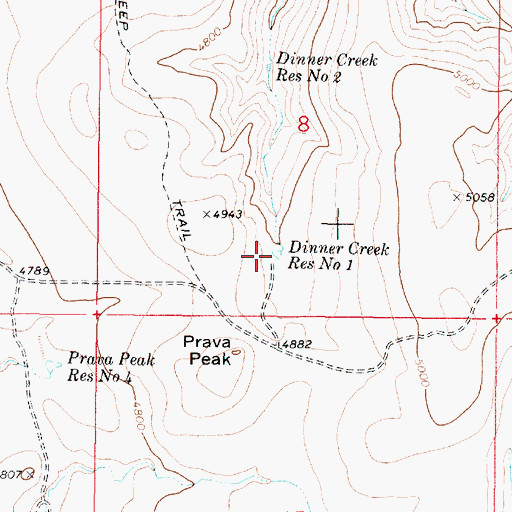 Topographic Map of Dinner Creek Reservoir Number One, OR
