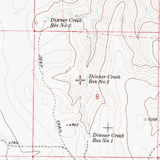 Topographic Map of Dinner Creek Reservoir Number Two, OR