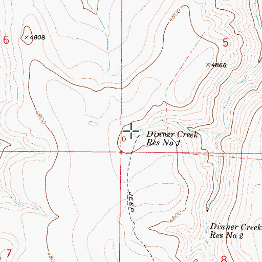 Topographic Map of Dinner Creek Reservoir Number Three, OR