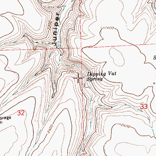 Topographic Map of Dipping Vat Spring, OR