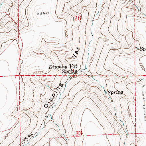 Topographic Map of Dipping Vat Spring, OR