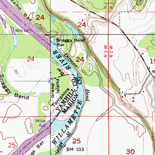 Topographic Map of Ditmar Bend, OR