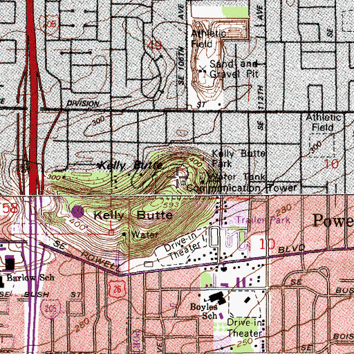 Topographic Map of Division-Powell Park, OR