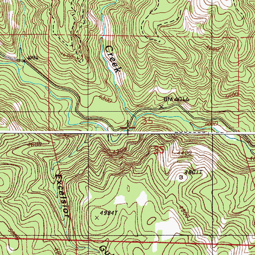 Topographic Map of Dixie Creek, OR