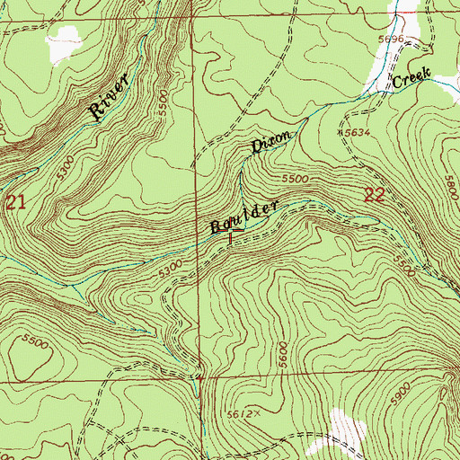 Topographic Map of Dixon Creek, OR