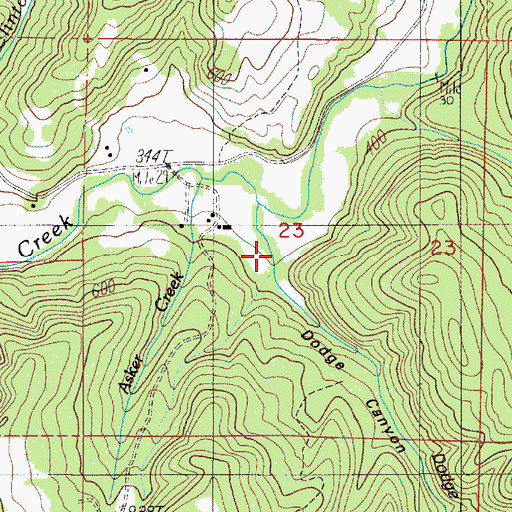 Topographic Map of Dodge Canyon, OR