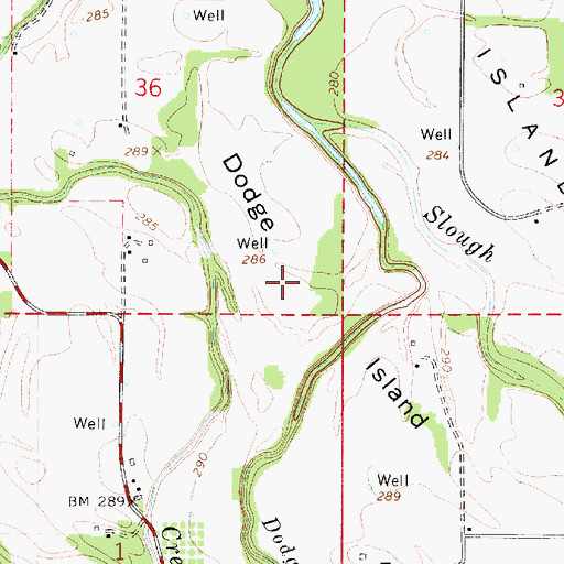 Topographic Map of Dodge Island, OR