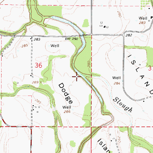 Topographic Map of Dodge Slough, OR