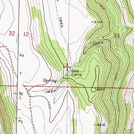 Topographic Map of Doe Camp, OR