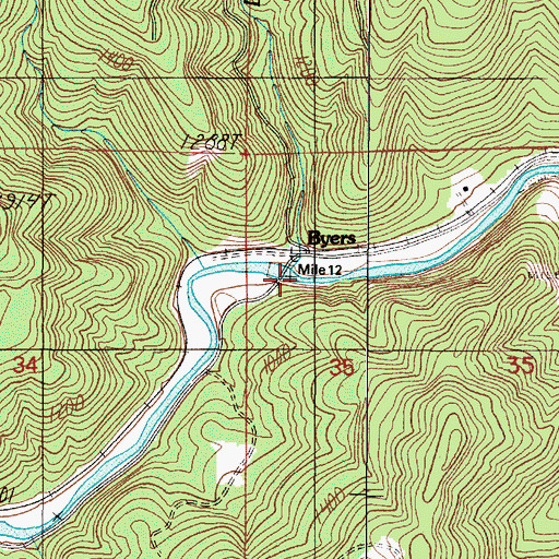 Topographic Map of Doe Creek, OR
