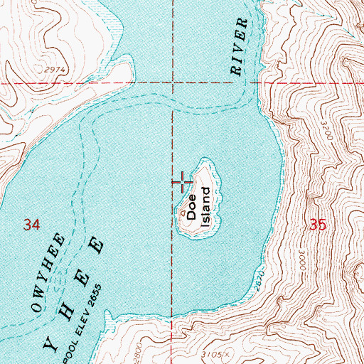 Topographic Map of Doe Island, OR