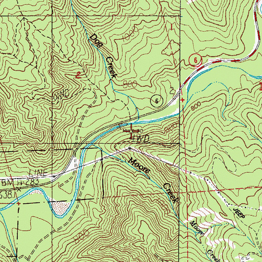 Topographic Map of Dog Creek, OR