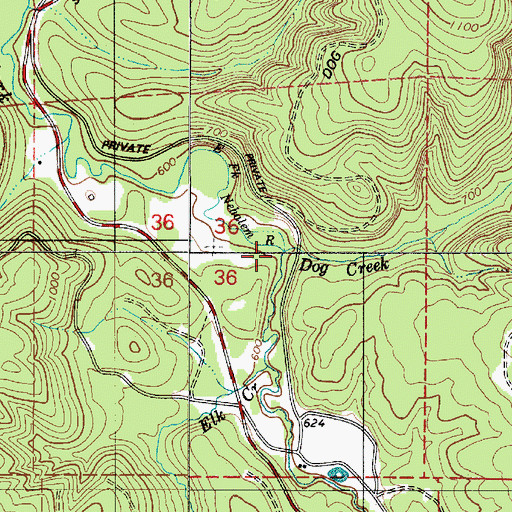 Topographic Map of Dog Creek, OR