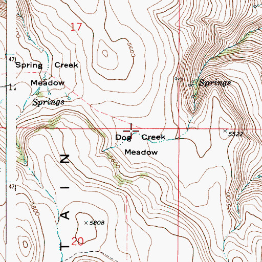 Topographic Map of Dog Creek Meadow, OR