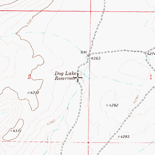 Topographic Map of Dog Lake Reservoir, OR