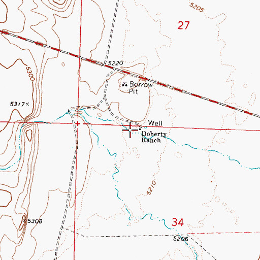 Topographic Map of Doherty Ranch, OR