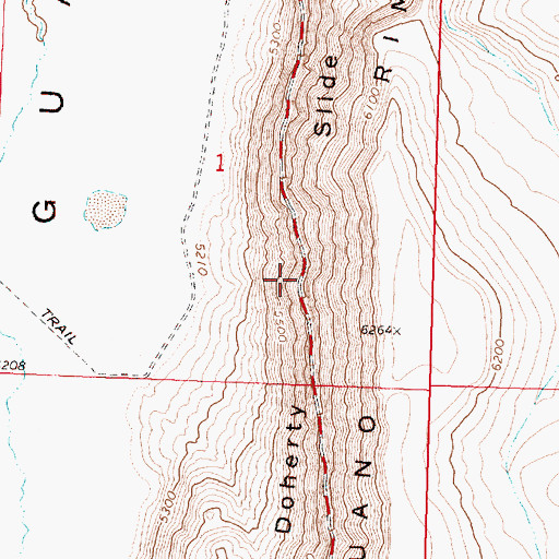 Topographic Map of Doherty Slide, OR