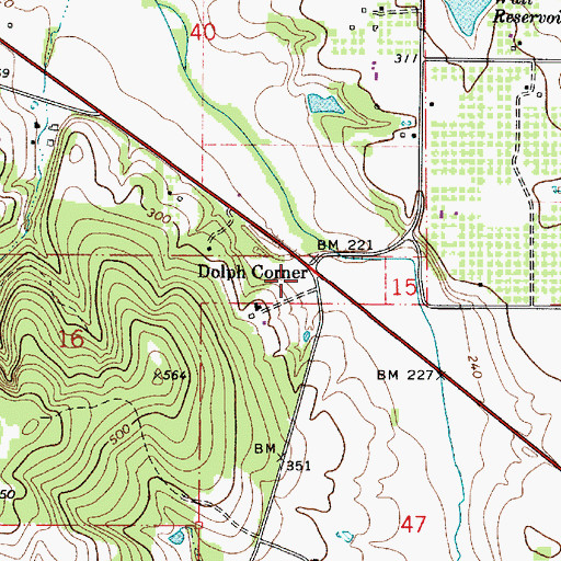 Topographic Map of Dolph Corner, OR
