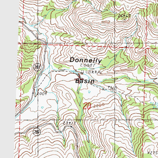 Topographic Map of Donnelly Basin, OR