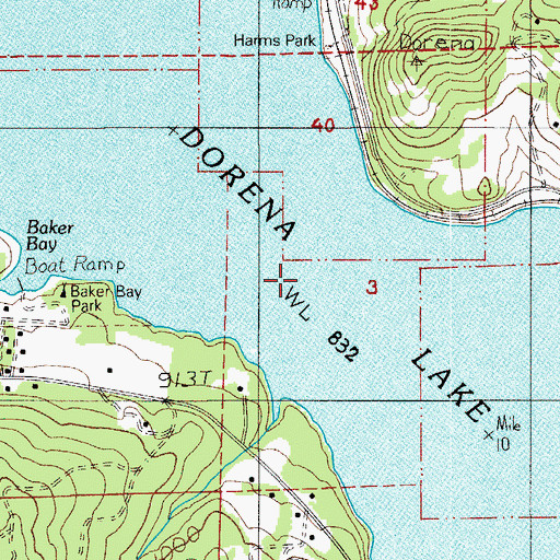 Topographic Map of Dorena Lake, OR