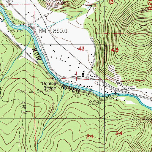 Topographic Map of Dorena School, OR