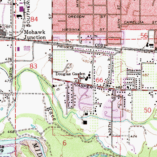 Topographic Map of Douglas Gardens Elementary School, OR