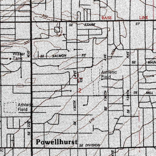 Topographic Map of David Douglas High School South, OR