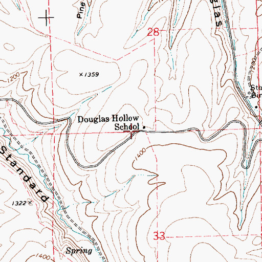 Topographic Map of Douglas Hollow School, OR