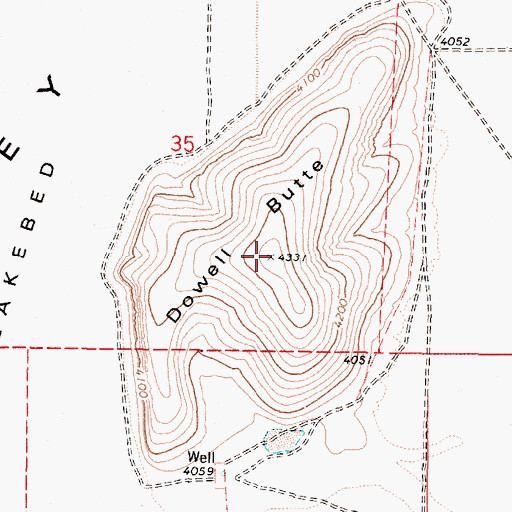 Topographic Map of Dowell Butte, OR