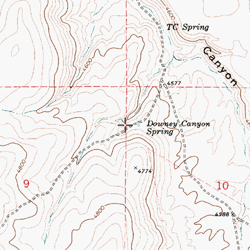 Topographic Map of Downey Canyon Spring, OR