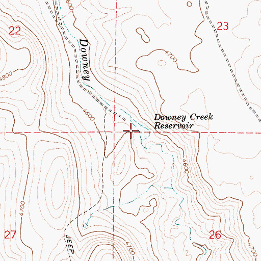 Topographic Map of Downey Creek Reservoir, OR