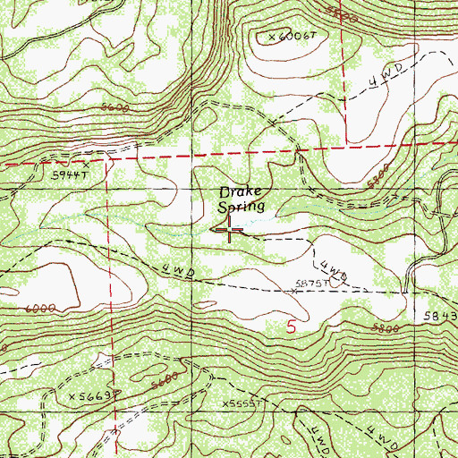 Topographic Map of Drake Spring, OR