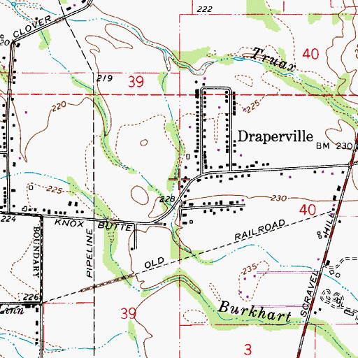 Topographic Map of Draperville, OR