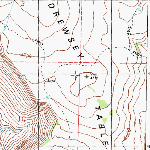 Topographic Map of Drewsey Table, OR