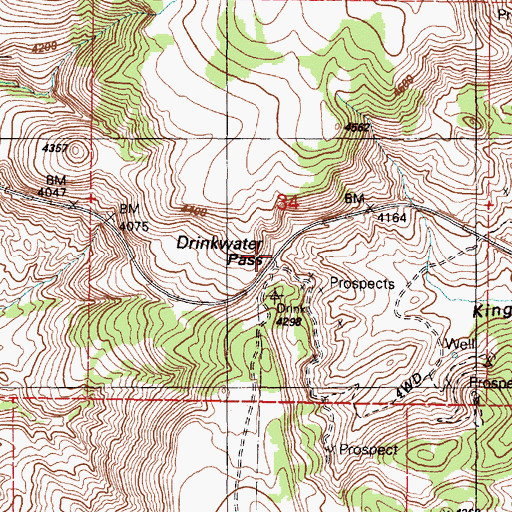 Topographic Map of Drinkwater Pass, OR