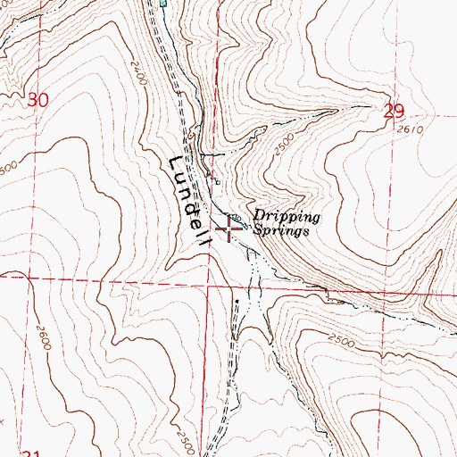 Topographic Map of Dripping Springs, OR