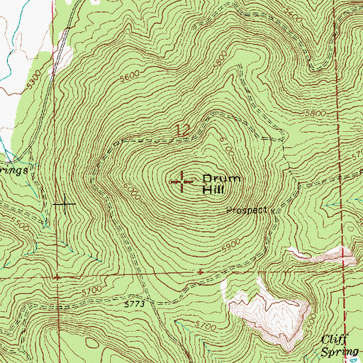 Topographic Map of Drum Hill, OR