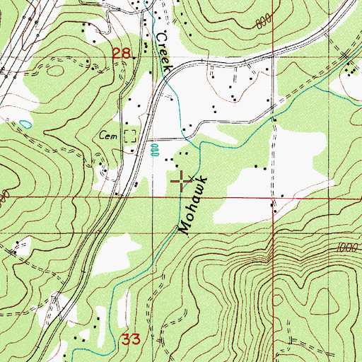 Topographic Map of Drury Creek, OR