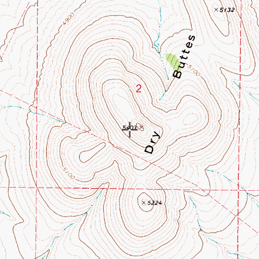Topographic Map of Dry Buttes, OR