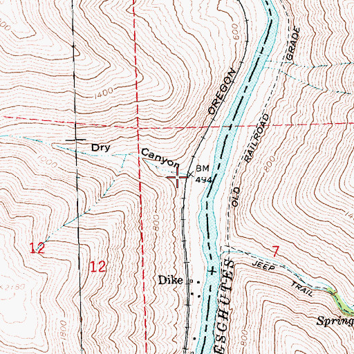 Topographic Map of Dry Canyon, OR