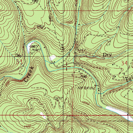Topographic Map of Dry Creek, OR