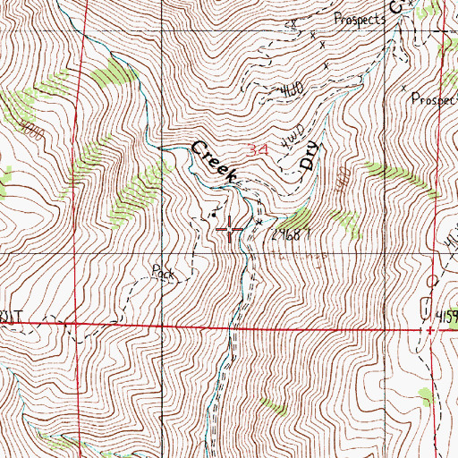 Topographic Map of Dry Creek, OR