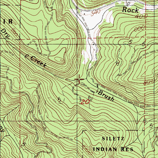 Topographic Map of Dry Creek, OR