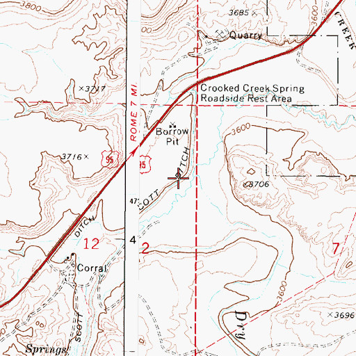 Topographic Map of Dry Creek, OR