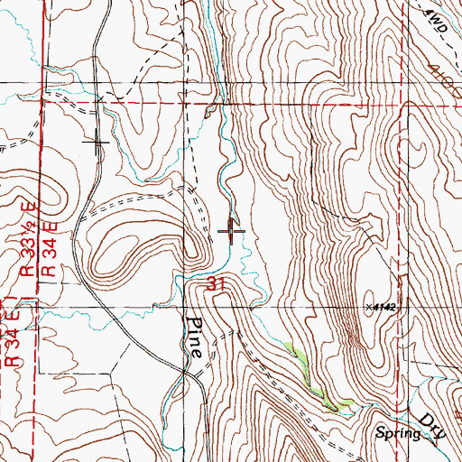 Topographic Map of Dry Creek, OR
