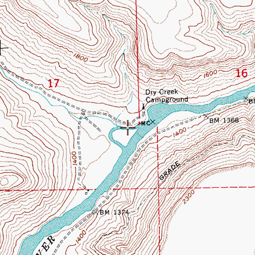 Topographic Map of Dry Creek, OR