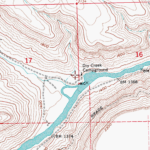 Topographic Map of Dry Creek Horse Camp, OR