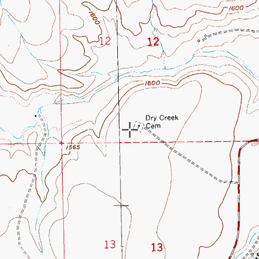 Topographic Map of Dry Creek Cemetery, OR