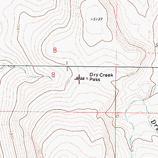 Topographic Map of Dry Creek Pass, OR